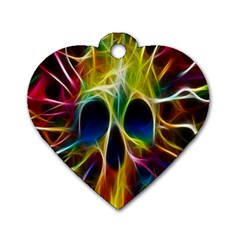 Skulls Multicolor Fractalius Colors Colorful Dog Tag Heart (two Sides) by BangZart