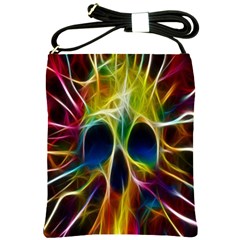 Skulls Multicolor Fractalius Colors Colorful Shoulder Sling Bags by BangZart