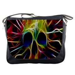 Skulls Multicolor Fractalius Colors Colorful Messenger Bags by BangZart