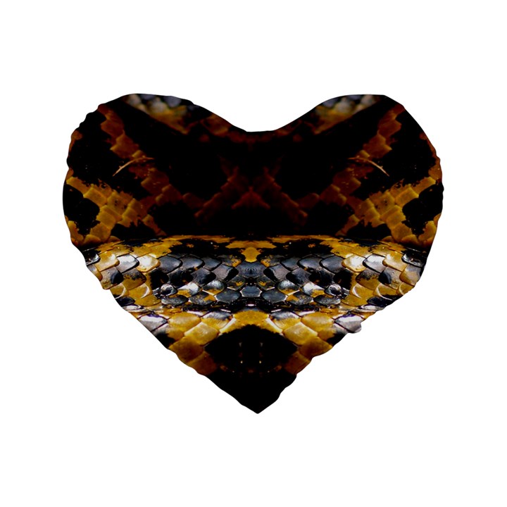 Textures Snake Skin Patterns Standard 16  Premium Flano Heart Shape Cushions