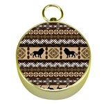 Lion African Vector Pattern Gold Compasses Front