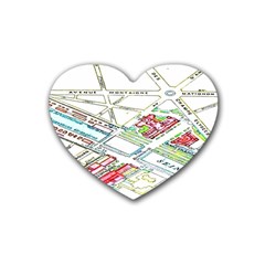 Paris Map Heart Coaster (4 Pack)  by BangZart