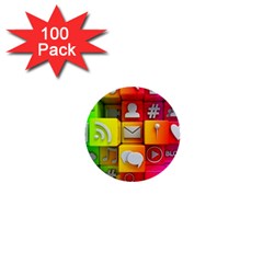 Colorful 3d Social Media 1  Mini Buttons (100 Pack)  by BangZart