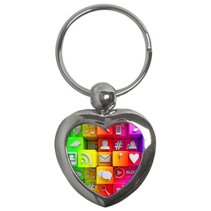 Colorful 3d Social Media Key Chains (Heart) 