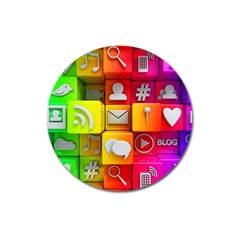 Colorful 3d Social Media Magnet 3  (round) by BangZart