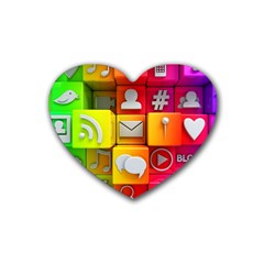 Colorful 3d Social Media Heart Coaster (4 Pack)  by BangZart