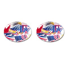 United States Of America Usa  Images Independence Day Cufflinks (oval) by BangZart