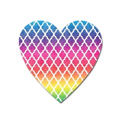 Colorful Rainbow Moroccan Pattern Heart Magnet by BangZart