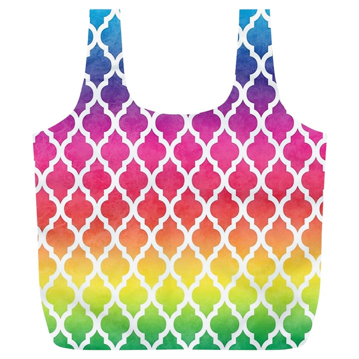 Colorful Rainbow Moroccan Pattern Full Print Recycle Bags (L) 