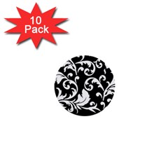 Vector Classicaltr Aditional Black And White Floral Patterns 1  Mini Buttons (10 Pack)  by BangZart