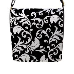 Vector Classicaltr Aditional Black And White Floral Patterns Flap Messenger Bag (l) 