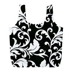 Vector Classicaltr Aditional Black And White Floral Patterns Full Print Recycle Bags (l) 