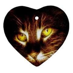 Cat Face Heart Ornament (two Sides) by BangZart