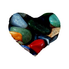 Stones Colors Pattern Pebbles Macro Rocks Standard 16  Premium Flano Heart Shape Cushions