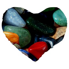 Stones Colors Pattern Pebbles Macro Rocks Large 19  Premium Flano Heart Shape Cushions