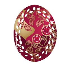 Love Heart Oval Filigree Ornament (two Sides)