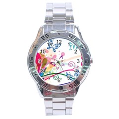 Butterfly Vector Art Stainless Steel Analogue Watch by BangZart