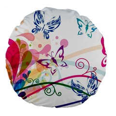 Butterfly Vector Art Large 18  Premium Flano Round Cushions