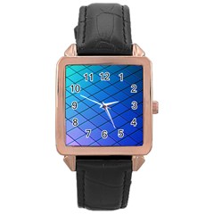 Blue Pattern Plain Cartoon Rose Gold Leather Watch 