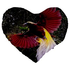 Cendrawasih Beautiful Bird Of Paradise Large 19  Premium Flano Heart Shape Cushions by BangZart