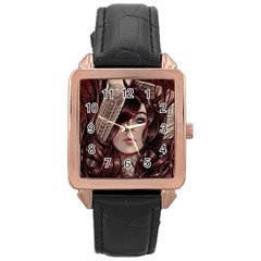 Beautiful Women Fantasy Art Rose Gold Leather Watch  by BangZart