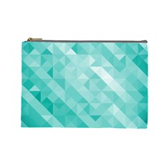 Bright Blue Turquoise Polygonal Background Cosmetic Bag (large)  by TastefulDesigns