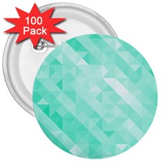 Bright Green Turquoise Geometric Background 3  Buttons (100 Pack)  by TastefulDesigns