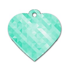 Bright Green Turquoise Geometric Background Dog Tag Heart (one Side) by TastefulDesigns