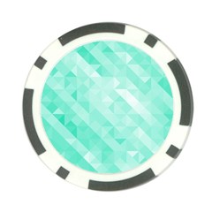 Bright Green Turquoise Geometric Background Poker Chip Card Guard by TastefulDesigns