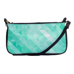 Bright Green Turquoise Geometric Background Shoulder Clutch Bags by TastefulDesigns