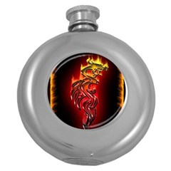 Dragon Fire Round Hip Flask (5 Oz) by BangZart