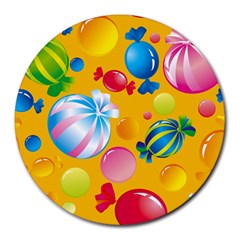 Sweets And Sugar Candies Vector  Round Mousepads by BangZart