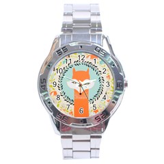 Foxy Fox Canvas Art Print Traditional Stainless Steel Analogue Watch by BangZart