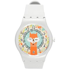 Foxy Fox Canvas Art Print Traditional Round Plastic Sport Watch (m) by BangZart