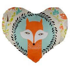 Foxy Fox Canvas Art Print Traditional Large 19  Premium Heart Shape Cushions