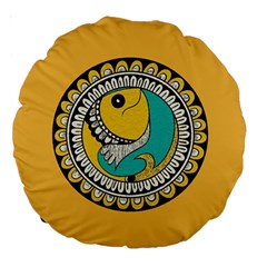 Madhubani Fish Indian Ethnic Pattern Large 18  Premium Round Cushions