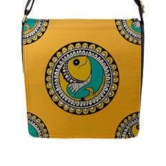 Madhubani Fish Indian Ethnic Pattern Flap Messenger Bag (l) 