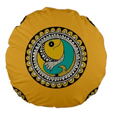 Madhubani Fish Indian Ethnic Pattern Large 18  Premium Flano Round Cushions