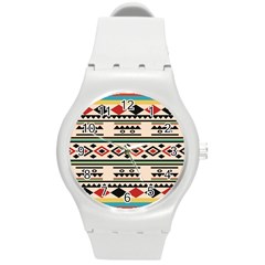 Tribal Pattern Round Plastic Sport Watch (m) by BangZart