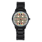 Tribal Pattern Stainless Steel Round Watch Front