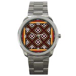 Toraja Pattern Pa re po  Sanguba ( Dancing Alone ) Sport Metal Watch Front