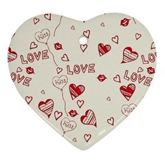 Pattern Hearts Kiss Love Lips Art Vector Heart Ornament (two Sides) by BangZart