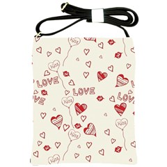 Pattern Hearts Kiss Love Lips Art Vector Shoulder Sling Bags by BangZart
