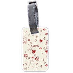 Pattern Hearts Kiss Love Lips Art Vector Luggage Tags (one Side)  by BangZart