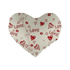 Pattern Hearts Kiss Love Lips Art Vector Standard 16  Premium Heart Shape Cushions