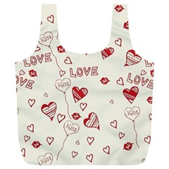 Pattern Hearts Kiss Love Lips Art Vector Full Print Recycle Bags (l) 