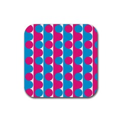 Pink And Bluedots Pattern Rubber Coaster (square) 