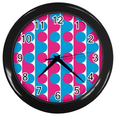 Pink And Bluedots Pattern Wall Clocks (black) by BangZart