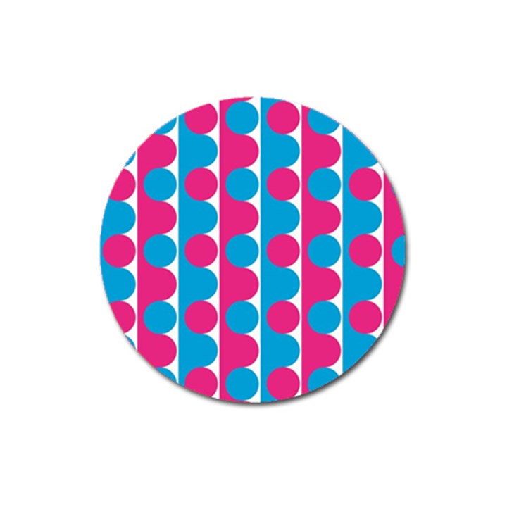 Pink And Bluedots Pattern Magnet 3  (Round)