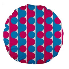 Pink And Bluedots Pattern Large 18  Premium Round Cushions